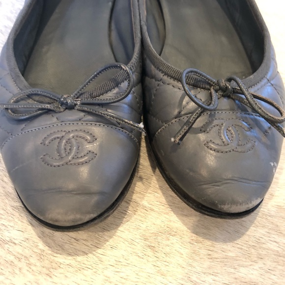 AUTHENTIC CHANEL ballerina flats grey size 39.5 - Picture 2 of 6